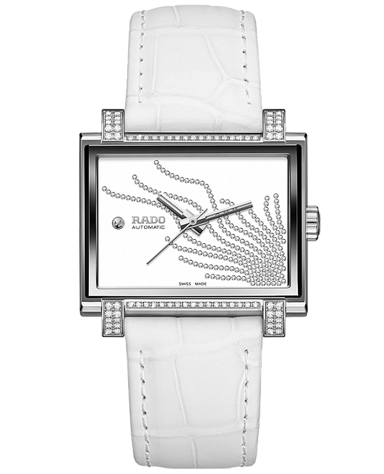 Rado Rado Diamaster R33018705 Automatic R33018705 механические женские часы белый циферблат, браслет кожаный — вид спереди